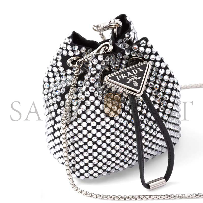 Pra*a embellished satin mini-pouch 1nr016 (12*9*6cm)